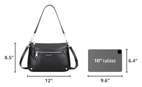 Over Earth Soft Genuine Leather Crossbody Bags for Women Medium Shoulder Purses Hobo Handbags with Multi Pockets - color: 01-black