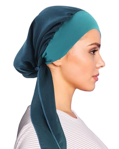 Chemo Headwear for Women Head Scarf Headwraps Silky Soft Turbans for Women Cancer Hats Chemo Beanie Coverings Scarves - color: B Peacock Green