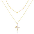 YIMERAIRE Upgraded Moissanite Crown Cross Necklace 14K Gold Vermeil 1.1 Carats Dainty Iced Out Easter Basket Stuffer Cross Jewelry S925 Sterling Silver Simple Gold Christian Faith Moissanite Cross Pendant Necklace For Women - color: Stackable-Gold