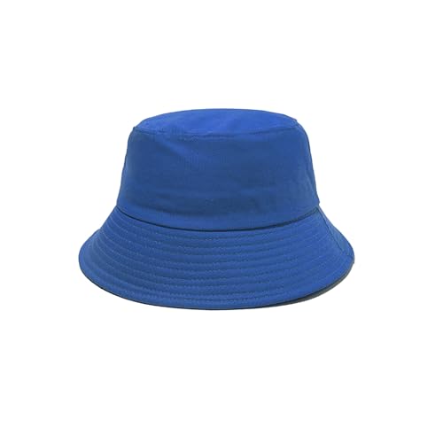 NPJY Bucket Hat for Women Men Cotton Summer Packable Sun Beach Fishing Hats Travel Cap - color: Plain Royalblue