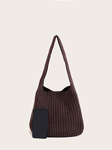 ENBEI Women's Crochet Tote Bag Knit Shoulder bag,Aesthetic Bag,Cute Eco-Friendly Tote for Travel,Daily Use,Gift Box Packaging - color: Brown