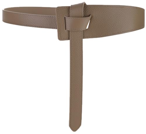 ALAIX Women's Leather Belt Dress Belt for Jeans Jumpsuit Coat Fashion Tie a Knot Genuine Leather Waist Belt - color: Cappuccino, size: Waist Size up to 34 inches