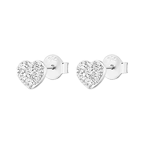 PAVOI 14K Gold Plated 925 Sterling Silver Stud Earrings for Women - Dainty Geometrical Bar Triangle Heart Earrings - Valentines Day Trendy Jewelry - style: Heart