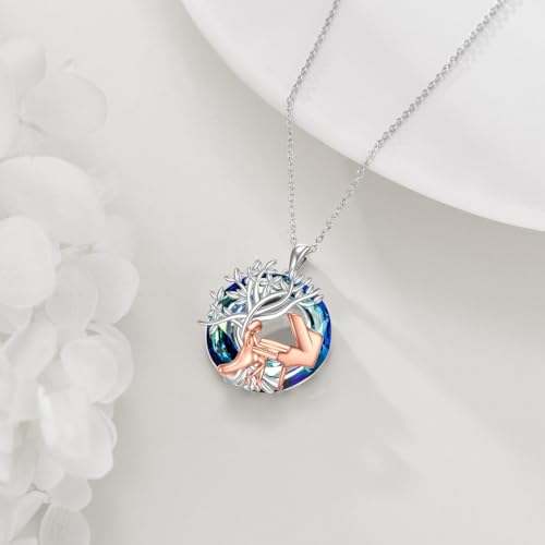 YFN Tree of Life Necklace Sterling Silver Crystal Jewelry Graduation Birthday Gifts for Women - color: Piano
