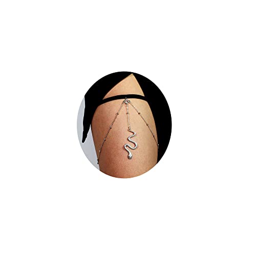 Gold Snake Leg Chain Jewelry for Women Sexy Thigh Chain for Women Boho Body Chain for Beach Summer Holiday - style: Silver Snake-01