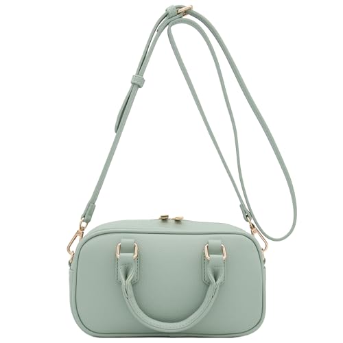 FashionPuzzle Mini PU Leather Satchel Purse Top Handle Crossbody Bag - color: Mint