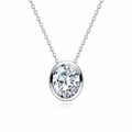 Moissanite 0.5-3ct Necklaces 18K White Gold Plated 925 Sterling Silver Bezel Set Round Cut D Color VVS1 Lab Created Diamond Solitaire Pendant Necklace for Women Men GRA Certified - style: Bezel Set Oval Cut