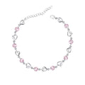 M&Ostyle Silver Bracelet for Women,Bracelet Shiny Crystal Diamond Adjustable Bracelet Mother's Day Jewelry Gift Birthday Christmas Gifts for Women Mom Wife - color: Pink