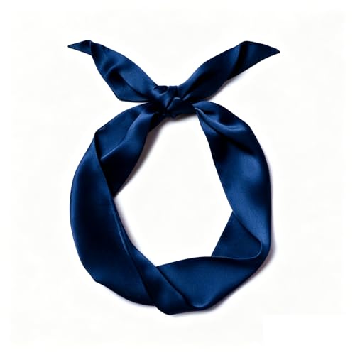 10 Pcs Long Thin Small Skinny Scarf Satin Neck Tie Ribbon Choker for Women Girls - color: Navy Blue