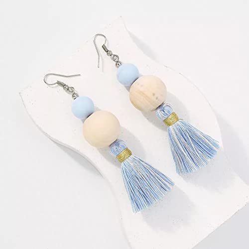 Boho Earrings for Women Dangling Lightweight Cute Earrings Handmade Tassel Dangle Earrings for Girls - color: Light Blue