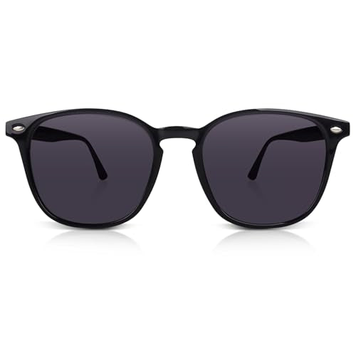 DrRelax Retro Sunglasses Womens Trendy Round Polarized Shades Sun Glasses - color: Black Frame Grey Lens