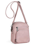 FADEON Small Purses for Women Crossbody Bags, Designer PU Leather Mini Cross Body Purse Travel Shoulder Bag Card Slots - color: Pink Retro Style
