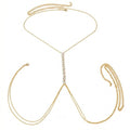 Gold Body Chain for Women Rhinestone Waist Chain Summer Beach Layered Body Chain Jewelry for Women Nightclub Party Accessories