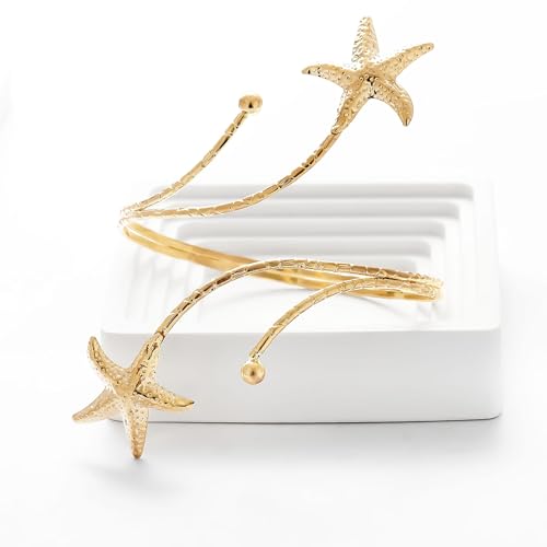 Frodete Arm Cuff Bracelet for Women Gold Upper Arm Jewelry Bangle Cuff Bracelets Starfish Shell Beach Jewelry Trendy Stuff Gifts - color: A1:arm cuff