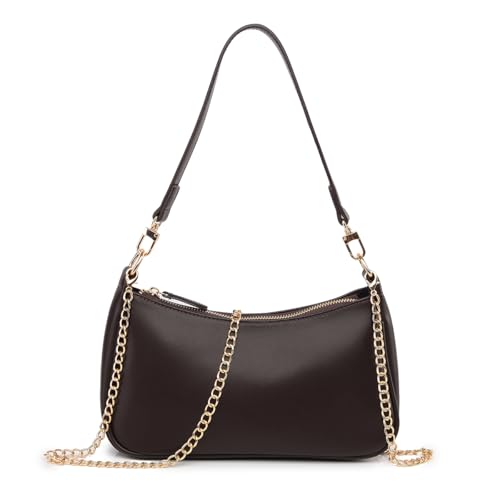 Shoulder Bag for women Crossbody Bags Retro Classic Small Hobo Purse Clutch Tote Handbags with Zipper Closure - color: Coffee Color