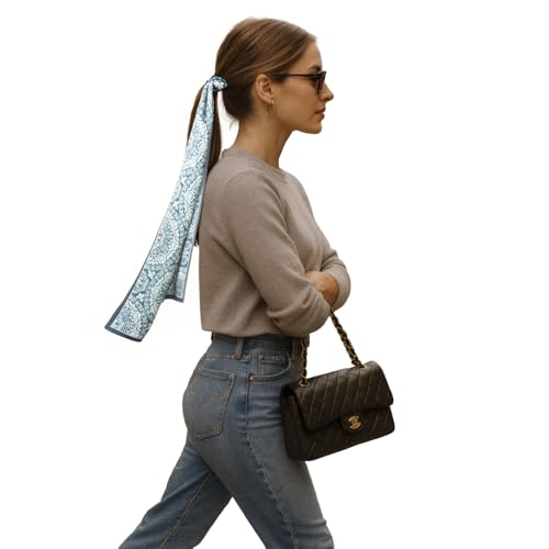 RIIQIICHY Hair Scarf for Women Like Silk Scarves Headband Neck Scarfs Twilly Purse Accessories - color: C024