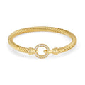 WOWORAMA Twisted Cable Wire Cuff Bracelets for Women Two Tone Gold Silver Cuff Bracelet Unisex Mixed Metal Bangle Bracelets Jewelry - color: Gold Circle