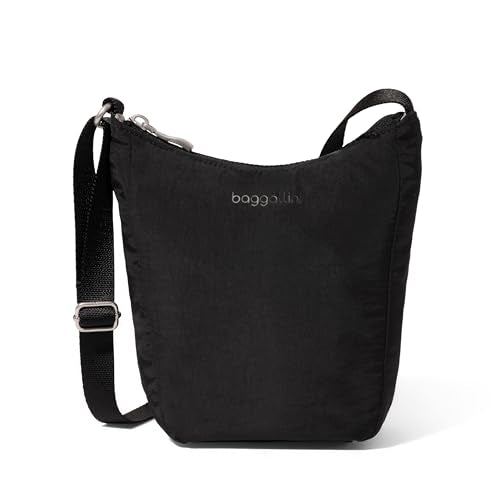 Baggallini Swift Mini Crossbody Bag for Women - 4.5x7 Small Travel Purse with Crossbody Strap and RFID - color: B-lite Black