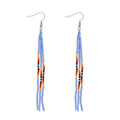 Native Long Beaded Tassel Earrings for Women, Boho Handmade Colorful Beads Statement Dangle Earing Prom Jewelry Gift. - color: Aquamarine