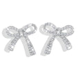 Rhinestone Bow Earrings for Women, Elegant Bridal Jewelry Statement Drop Dangle Earrings, Wedding Guest Dress Matching Accessories, Bridesmaid Gift, Sparkling Party Costume Outfit - color: A2:Silver Bow Stud Earrings