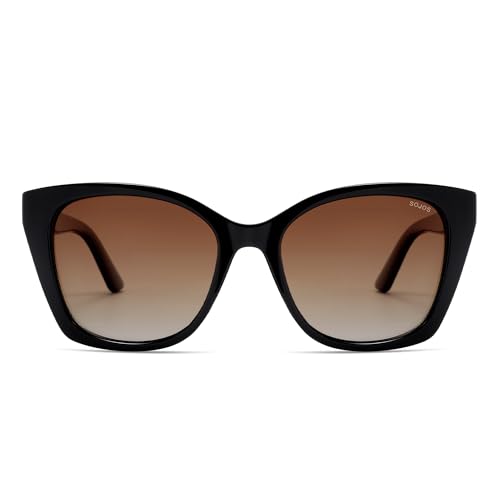 SOJOS Vintage Oversized Cateye Sunglasses Womens UV400 Large Designer Shades Lentes De Sol Para Mujer SJ2634 - color: Black/Brown