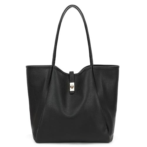 TANTOMI Tote Bag for Women Vegan Leather Purses and Handbags Ladies Waterproof Big Shoulder Bag for Travel - color: A-black