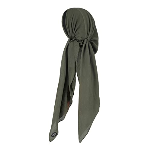 Pretied Head Scarves for Women Featuring Lightweight Crimped Material and Attractive - color: Solid Olive