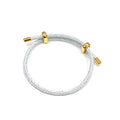 Caiyao Unisex Steel Rope Bracelet Couple Bracelet Simplicity Fashion Titanium Buckle Adjustable Wire Rope Bracelet for Women Men Jewelry Gift - color: white