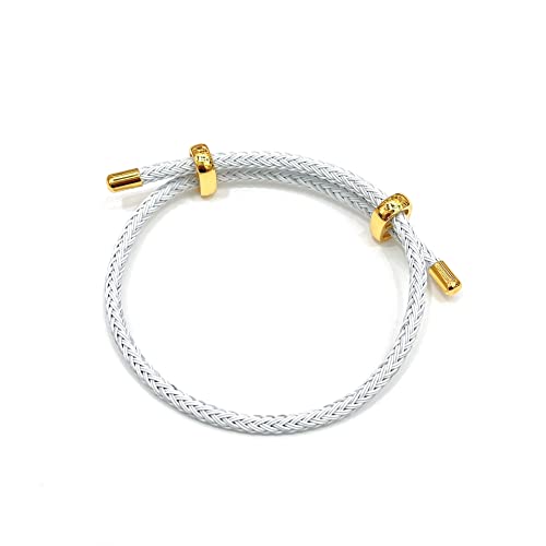 Caiyao Unisex Steel Rope Bracelet Couple Bracelet Simplicity Fashion Titanium Buckle Adjustable Wire Rope Bracelet for Women Men Jewelry Gift - color: white