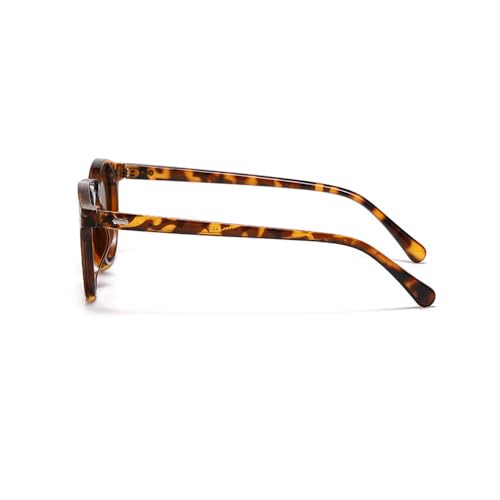 Ridering Kids Polarized Round Sunglasses,Cute Retro Sun Glasses for Toddler Girls Boys Party Beach Shades Age 3-9 - color: Black+brown Leopard