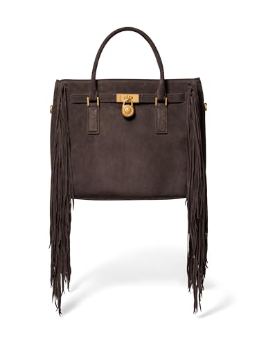 Michael Kors Women's Hamilton Satchel - color: Antique Gold-tone Hardware/Fringe Suede/Chocolate