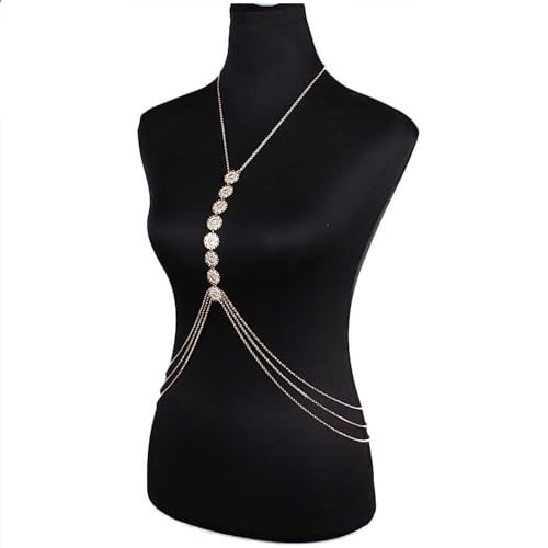 Boho Body Chain Gold Body Chain Jewelry for Women Gold Plated Chain Bikini Body Jewelry for Women Sexy - style: Gold