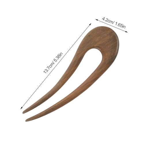 Sandalwood Hair Stick Hair Fork 14.5x4.3cm Double Prong Hairpin for Women Classical Updo