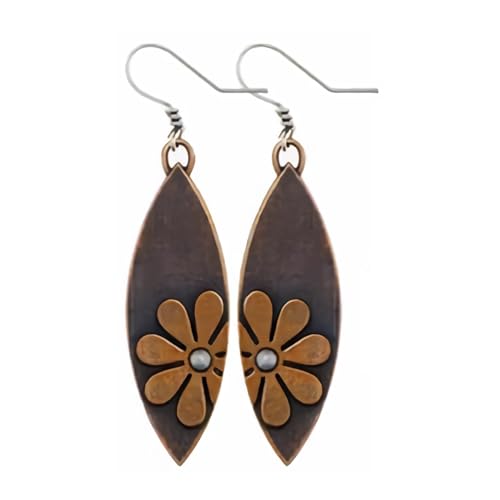 MALOYANVE Sunflower Earrings for Women Trendy Statement Handmade Bohemian Ethnic Vintage Round Teardrop Dangle Earrings Party Birthday Jewelry - color: Shin