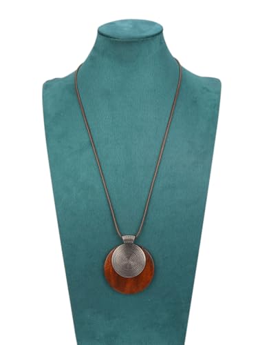Bohemian Necklaces for Women Long Leather Necklace with Large Pendant Chunky Boho Hippie Jewelry Pendant Chocker Necklace - style: Boho Necklaces