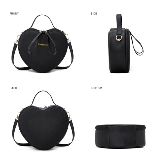 Crossbody Purse for Women Small Crossbody Bags Trendy Vegan Leather with Adjustable Shoulder Straps Gift for Mother Wife Mom - color: Black Heart Shape