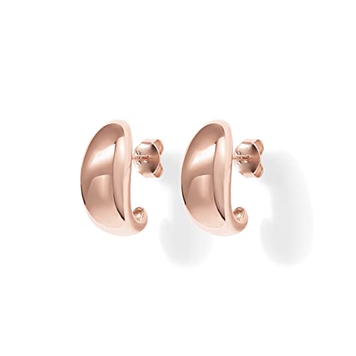 PAVOI 14K Gold Plated 925 Sterling Silver Post Huggie Earrings | Gold Dome Huggie Hoop Earrings for Women - style: Rose Gold