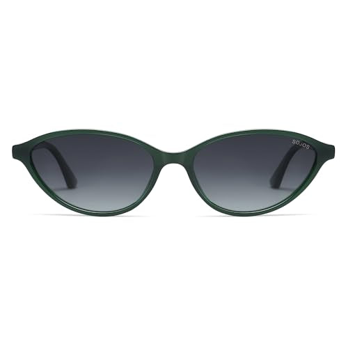 SOJOS Trendy Polarized Oval Sunglasses for Women Retro Chic 90s Shades Lightweight Sunnies SJ2656 - color: Green Frame Grey Grading Lens