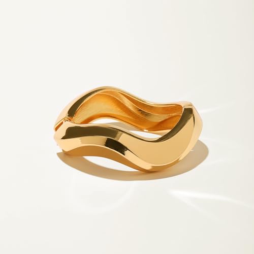 YMBYCM Gold Chunky Bangle Bracelets for Women Trendy Wide Chunky Cuff Bracelets Wrap Bracelet - style: H-Gold