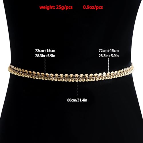 Body Chain Gold Waist Chains for Women Belly Layered Beach Waist Chains Adjustable Sexy Bikini Boho Chain - style: round beads