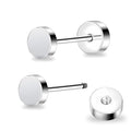 ZDE Women Earrings Flat Back Dot Earrings Titanium Hypoallergenic Cartilage Non-Nickel Earrings Studs for Sensitive Ears Simple Classic 3mm/4mm/5mm/6mm Screw On Stud Earring - color: Silver, size: 6MM