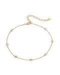 PAVOI 14K Gold Plated Anklet for Women - Trendy Link Chain Ankle Bracelet Summer Jewelry - Boho Dainty Anklets with Cubic Zirconia, Beaded, Evil Eye, Star, Station, Pearls Adjustable Gold Jewelry - style: Station