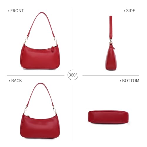 Shoulder Bag for women Crossbody Bags Retro Classic Small Hobo Purse Clutch Tote Handbags with Zipper Closure - color: Red