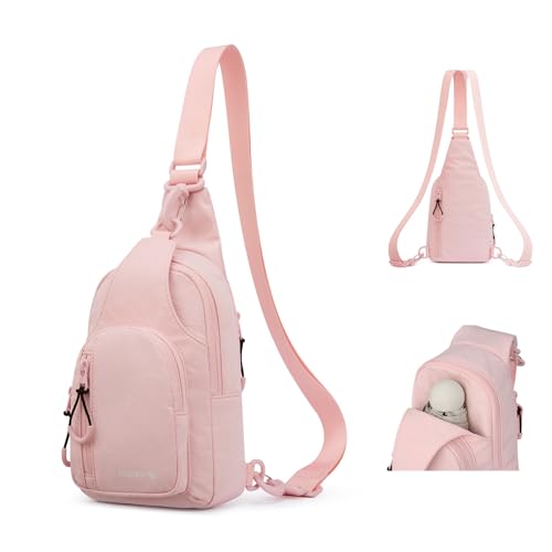 Hanke Crossbody Sling Bag for Women Men, Small & Large Casual Cross Body Sling Bags, Chest Bag for Outdoor Hiking Travel - color: Light Pink, size: Small
