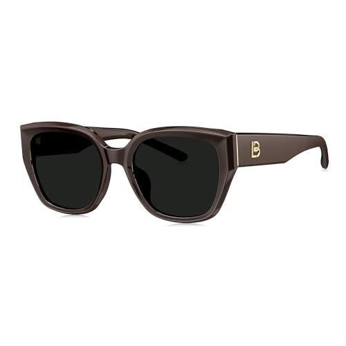 BOLON Women Trendy Cat Eye Polarized Sunglasses, Exclusive Eyewear Brand of EssilorLuxottica - color: Solid Coffee/Grey Polarized Small
