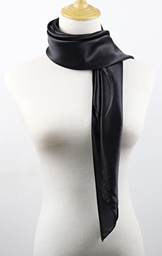 vabovin Satin Head Scarf for Women Solid Color, 35×35 in | Silk Feel Neckerchief, Hair Scarf, Fashion Bandana, Headscarf, Headband, Hair Wrap Sleeping, Daily Fashion Styling - color: 202 Black