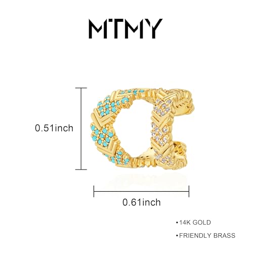 MTMY Gold Ear Cuff Earring for Women 14K Gold Plated Cubic Zirconia Non-Pierced Clip on Cartilage Chunky Ear Cuffs Hypoallergenic Jewelry - style: tur v