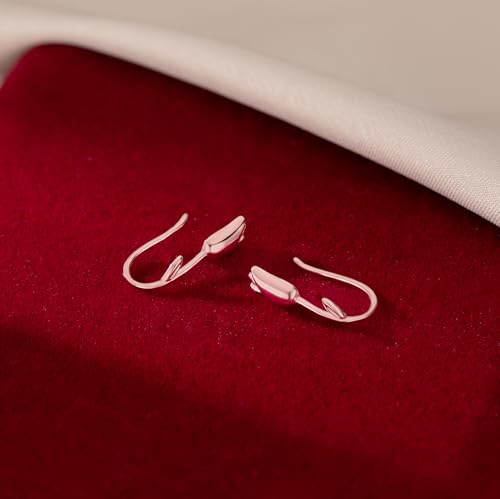 Reffeer Solid 925 Sterling Silver Flower Crawler Cuff Earrings Wraps for Women Teens Tulip Flower Wrap Earrings - color: C-Rose Color