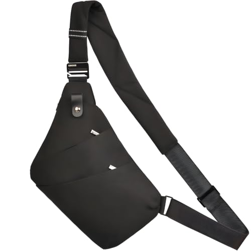 OSOCE Crossbody Sling Bag, Water-Resistant Anti Theft Chest Pack, Minimalist Commuter Daypack for Travel Hiking Work - color: 1.0 Dark Black, size: Small