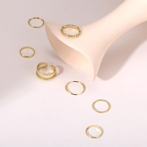 Simple Knuckle Rings Set for Women,Vintage Stackable Joint Finger Midi Rings Dainty Cute Rings Pack Festival Jewelry - color: B-Gold